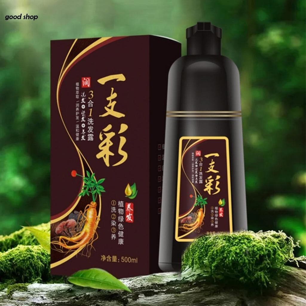 Shampoo Tintura Natural para Cabelo Preto 500ml - Restaura Rapidamente a Cor da Raiz do Cabelo e Melhora a Qualidade do