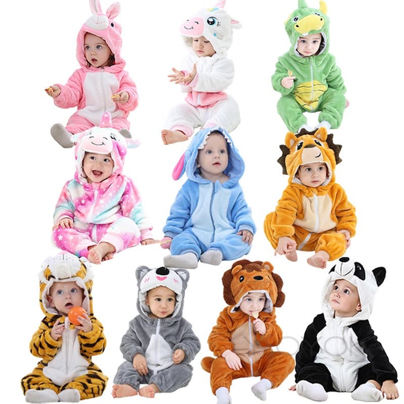 Roupas de Bebê, Macacão de Tricô Fofo com Estampa de Unicórnio e Tigre, Macacão de Uma Peça para Recém-Nascidos