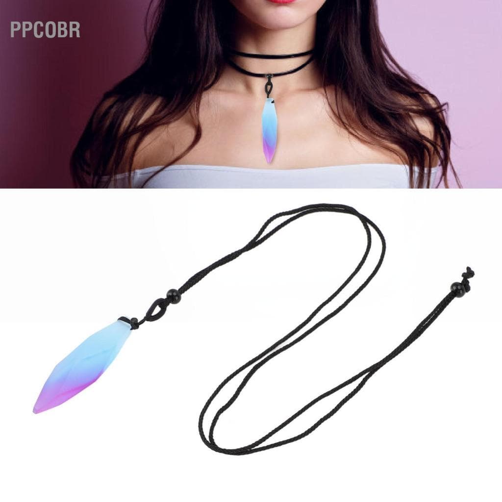 Ppcobr Brilho no escuro pingente colar resina brilhante luminosa forma irregular fosco azul roxo