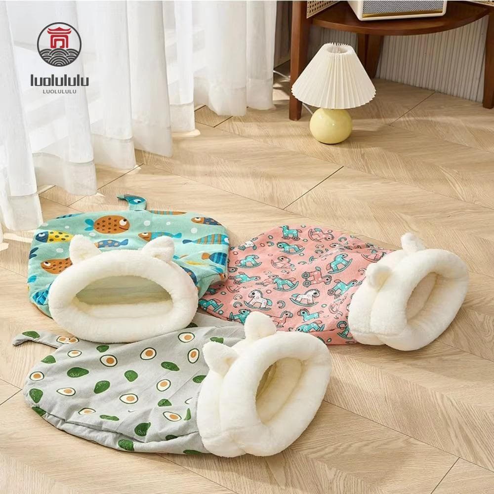 LUOLULULU Saco De Dormir Para Gatos , Confortável Animais De Estimação Com Orelhas , Ninho De , Cama Quente De Algodão D