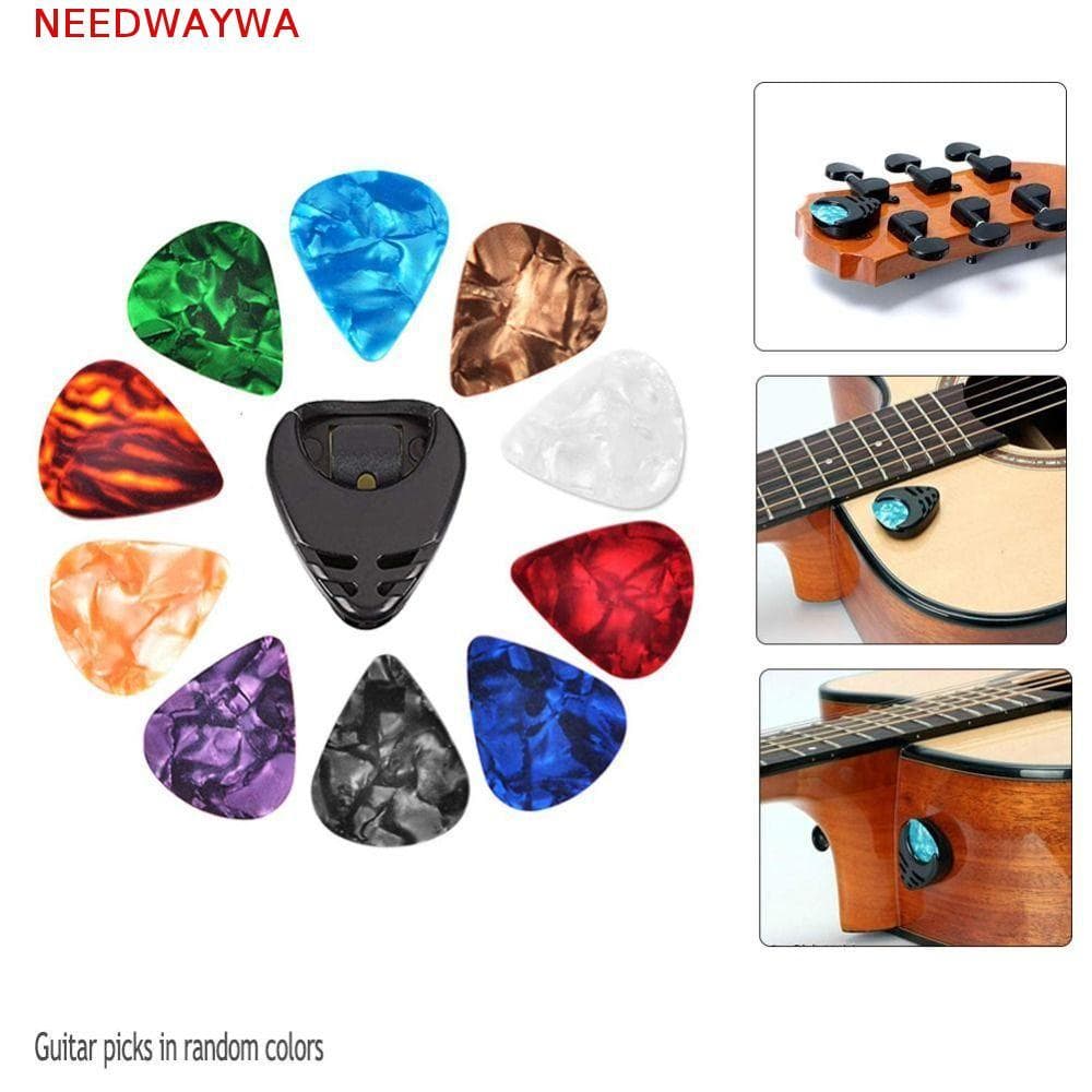 NEEDWAYWA 10 Peças Palhetas De Guitarra E Suporte De Palheta , Adesivo Para Acústica Artística , Âmbar