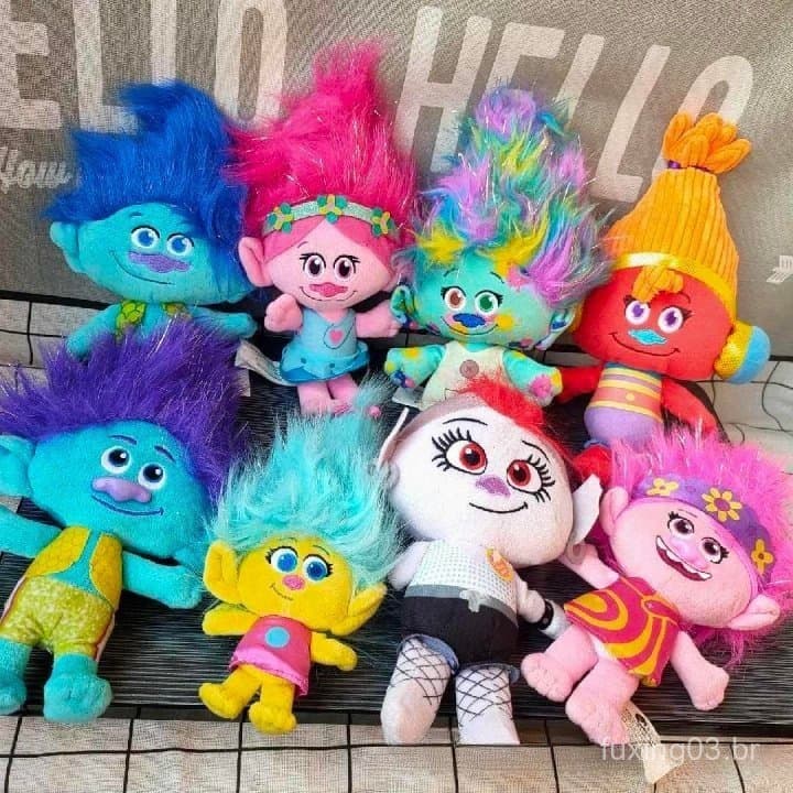 Hasbro Trolls Poppy Branch Anime Periférico Dois Bonecos de Pelúcia Fofos Modelo de Almofada Ornamento 7TZT