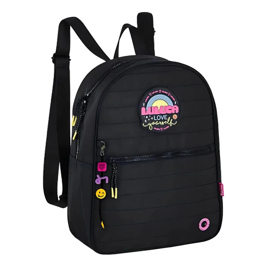 Bolsa Mochila De Costas Preta De Nylon Luluca - Semax