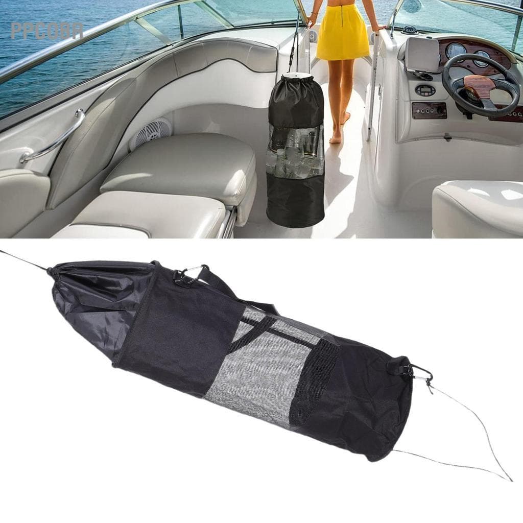 Ppcobr Saco de lixo para barco ppcobr com fecho de cordão reutilizável lavável portátil para pesca e acampamento