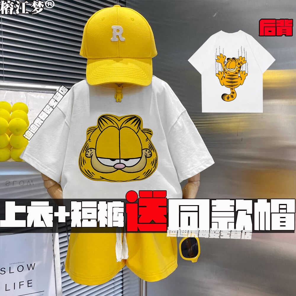 Crianças verão bonito terno de manga curta 2024 novo estilo meninos meninas dos desenhos animados impresso camiseta Shor
