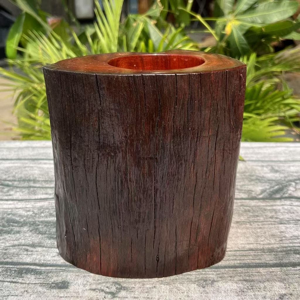 Porta-canetas de jacarandá com formato Porta-canetas de mogno Decoração de mesa de madeira maciça Armazenamento de estud