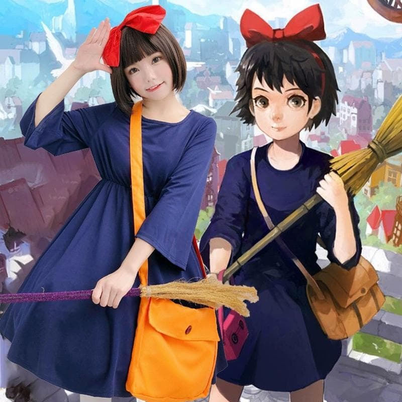 Serviço de entrega da bruxa Kiki cosplay traje feminino Anime Halloween mostrar Hayao Miyazaki vestido de bruxa