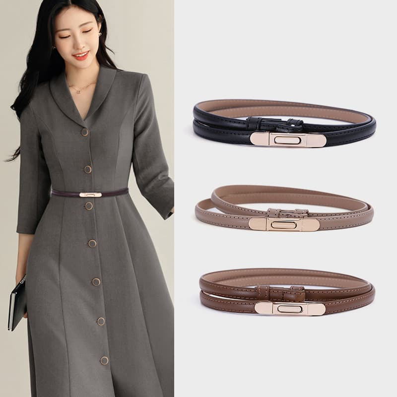 Moda temperamento cintura estreita cinto fino 2025 novo estilo senhoras couro combinando vestido saia cinto feminino ver