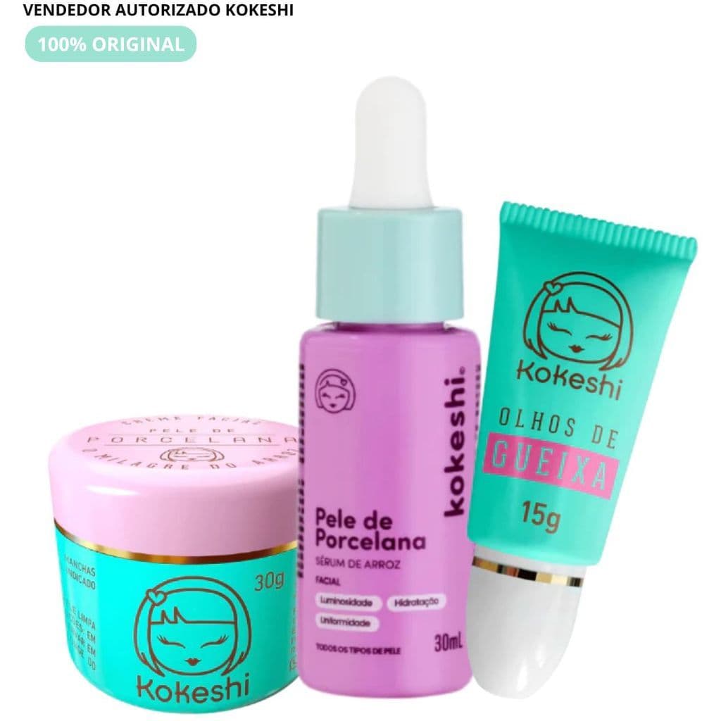 Kit Pele de Porcelana com Sérum de Arroz e Olhos de Gueixa Kokeshi