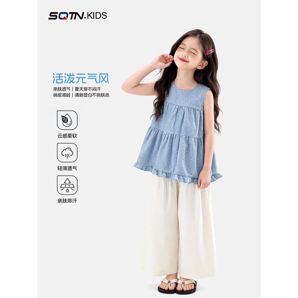 Meninas ternos de verão 2026 novo estilo roupas infantis grandes crianças roupas femininas de manga curta meninas moda W