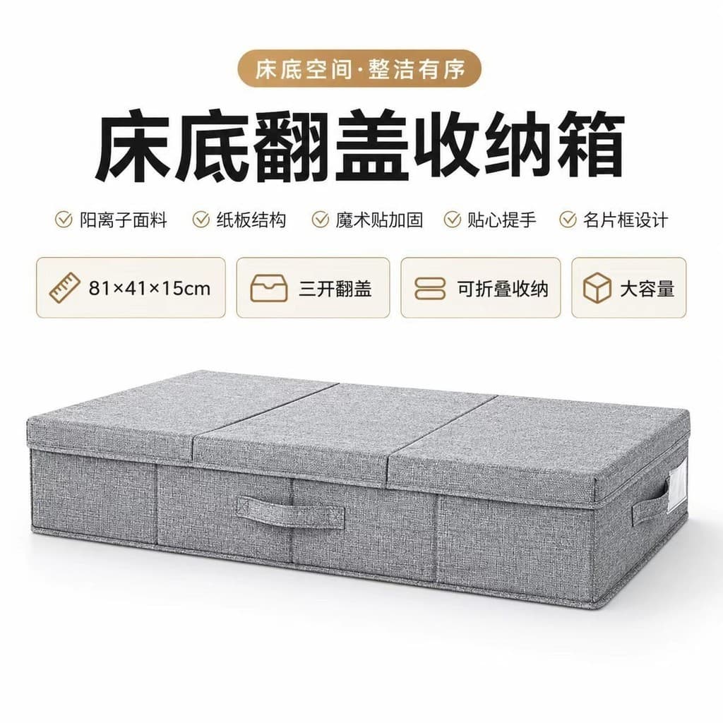 Caixa de armazenamento de cama, caixa organizadora de roupas com tampa, cobertor de grande capacidade, caixa de armazena