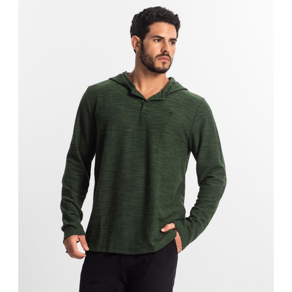 Camiseta Manga Longa Masculino Com Capuz Diametro Verde