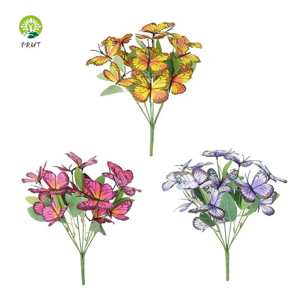 Decoração De Flor De Borboleta Artificial Hastes Falsa De Seda Colorida Com Folhas