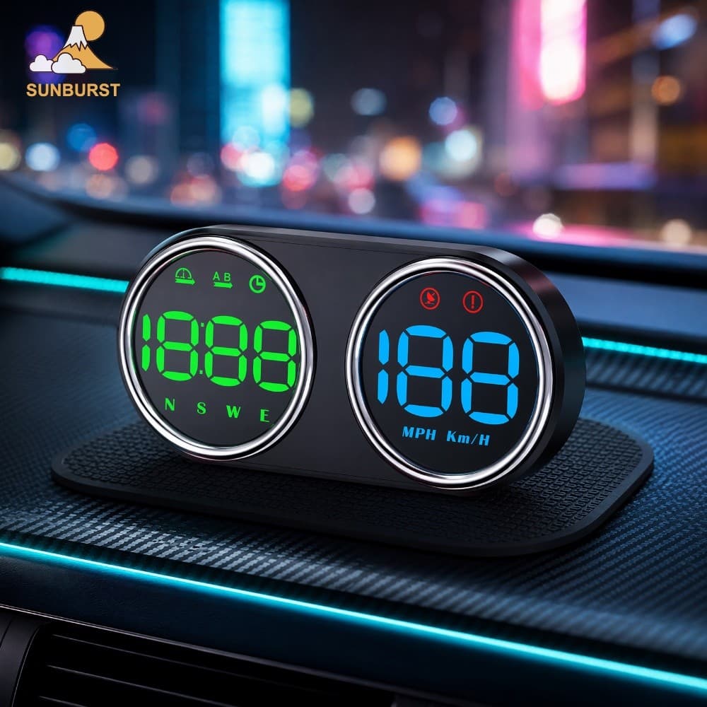 [Sunburst1 . br] GPS Car HUD 4 Polegadas Tela Dupla Alarme De Excesso De Velocidade Bússola Digital Quilometragem Tipo-C