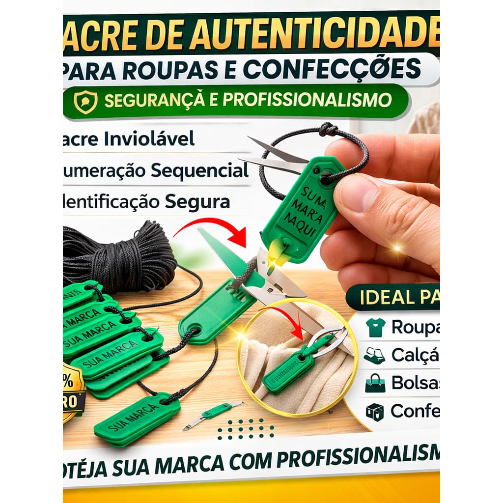 Precinta Lacre De Autenticação Para Roupas Tag Segurança Personalizada Lacre Invólavel Identificação De Marca Moda Bouti