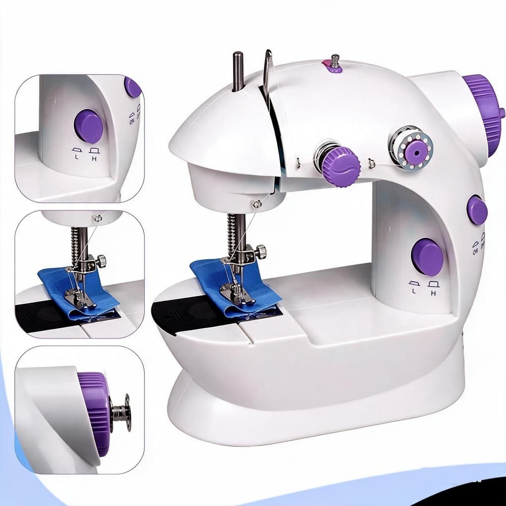 Máquina de Costura Portátil Elétrica em Miniatura com Pedal - Compatível com Tensão Bivolt 110v-220v