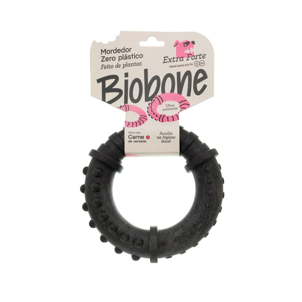 Mordedor Natural Para Cães Biobone Argola Brinquedo Zero Plástico Mordidas Forte Moderada Extraforte