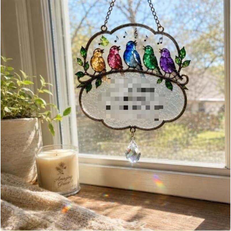 COD À Prova De Vento Mensagem Bird Suncatcher-Ornamento Suspenso Semelhante A Prisma Com Reflexões De Arco-Íris , Texto