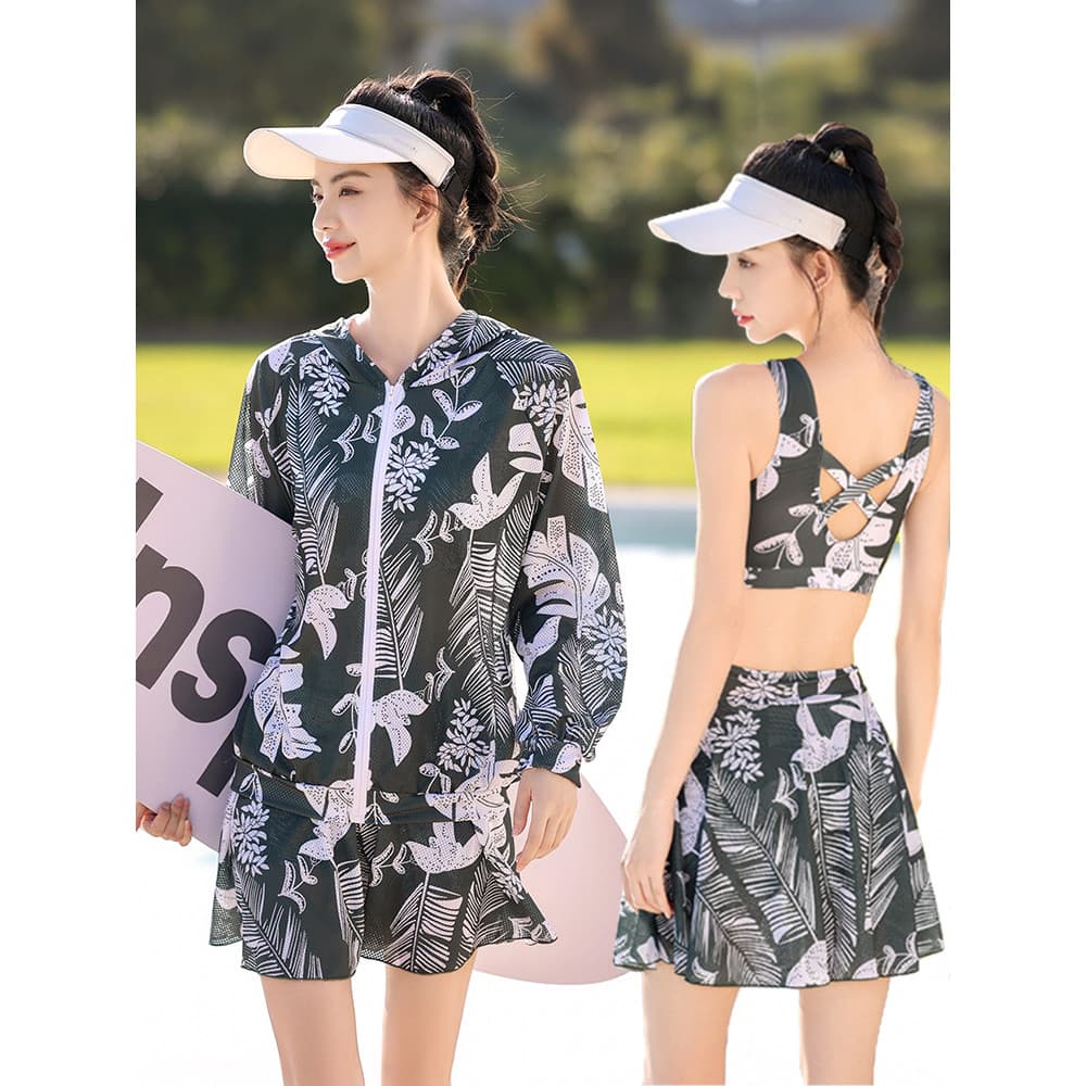 Maiô dividido 2026 novo estilo High-End sentimento senhoras manga comprida protetor solar blusa primavera quente maiô ma