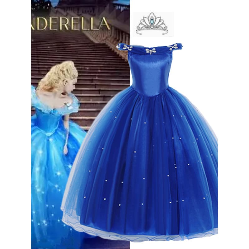 Novo produto crianças cinderela traje Halloween Disney menina cinderela princesa vestido evento traje