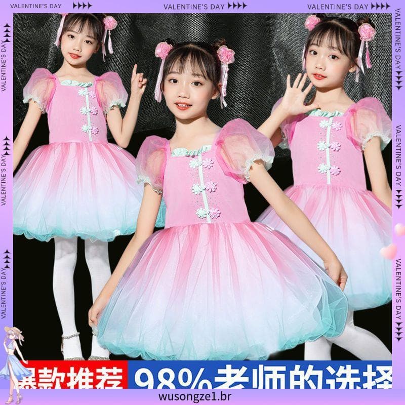 Crianças traje yunchuan dança Taomeng dança traje do jardim de infância desempenho gaze vestido princesa Pettiskirt