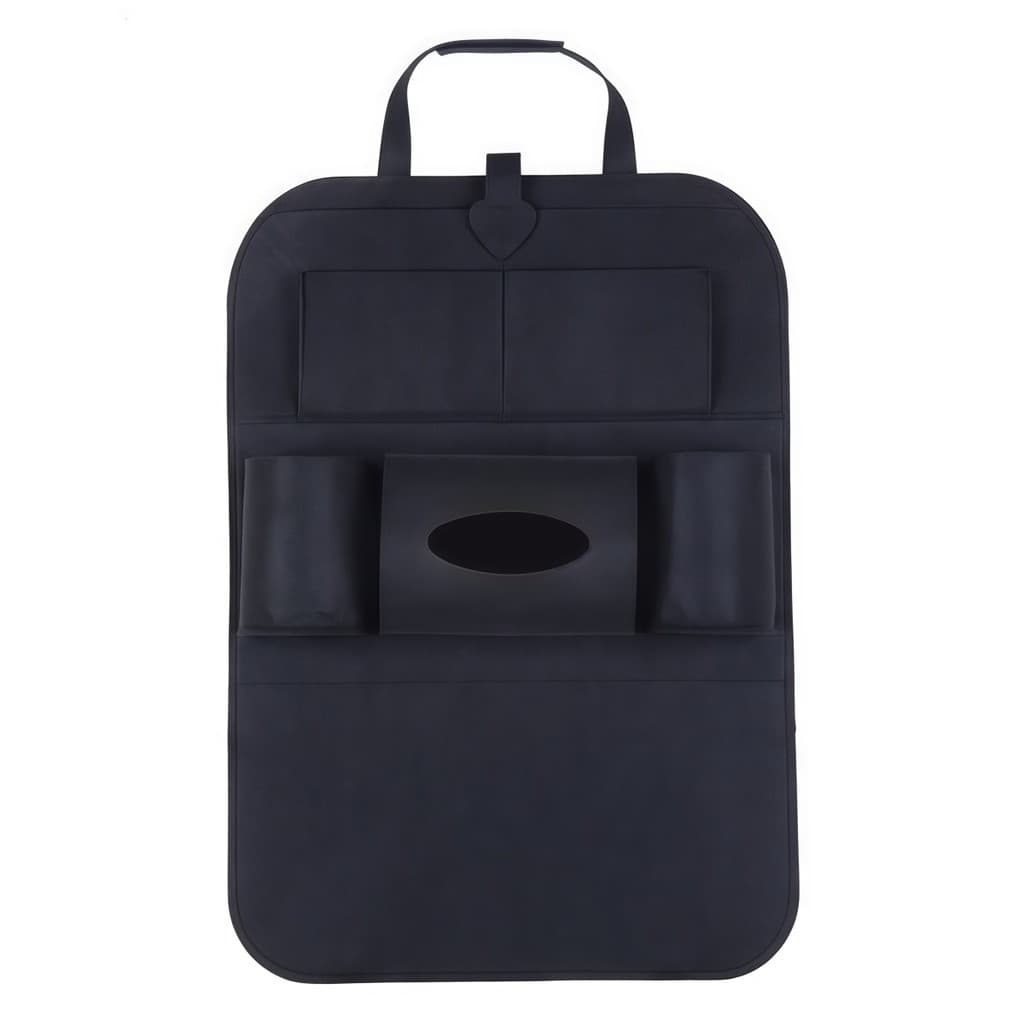 Organizador de Banco Preto com Anti-Chute e Porta-Lenços, Bolsos Multiuso para Carros e SUVs.