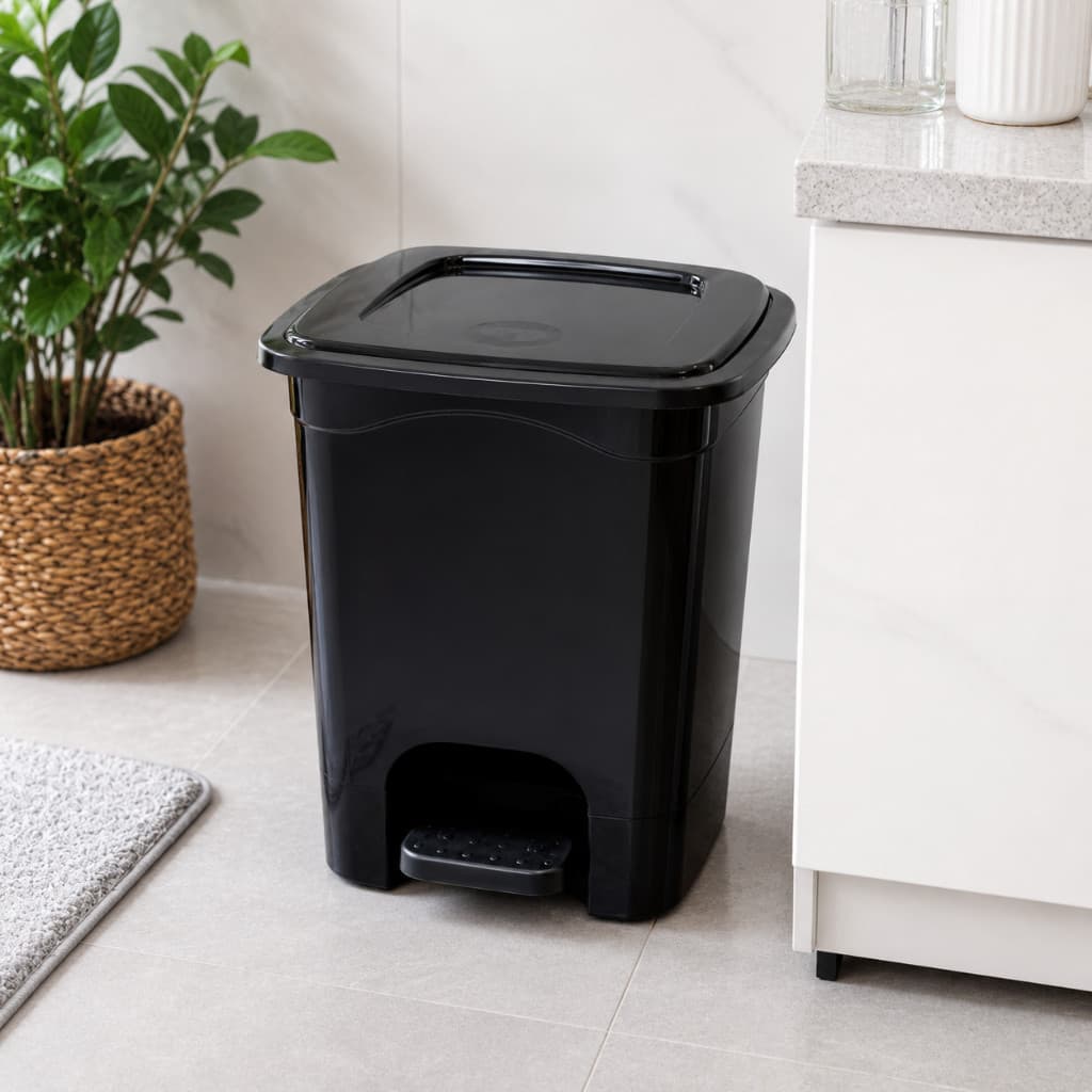 Lixeira Quadrada 13L com Pedal e Tampa Reforçada Para Cozinha Banheiro Lavanderia Escritório Casa Multiuso
