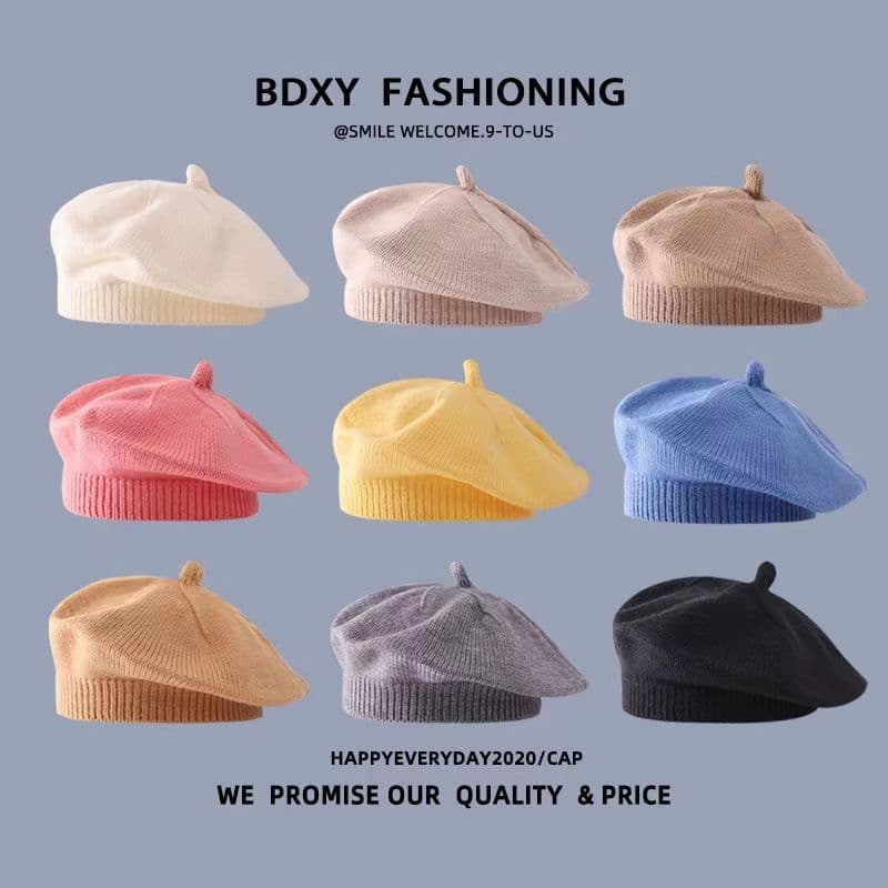 Chapéu de bebê primavera outono estilo fino boina do bebê meninos meninas crianças chapéu de malha de lã cor sólida plac