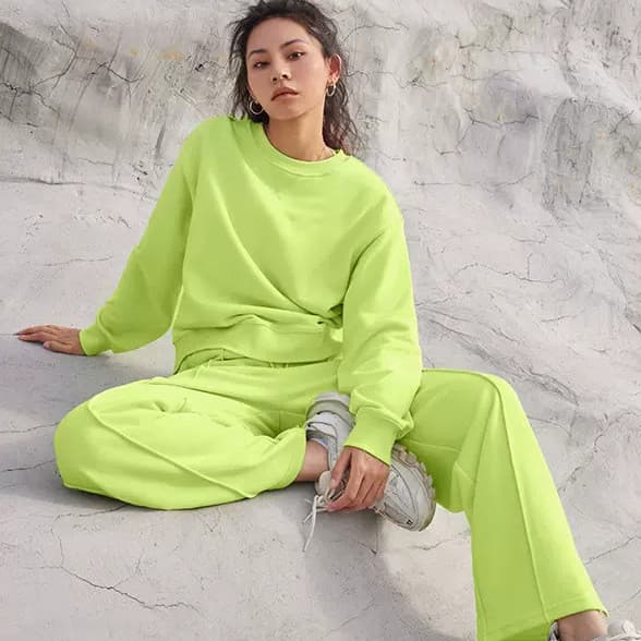 Conjuntos de suéter feminino europeu americano moda Casual em torno do pescoço terno de manga comprida moletom terno de