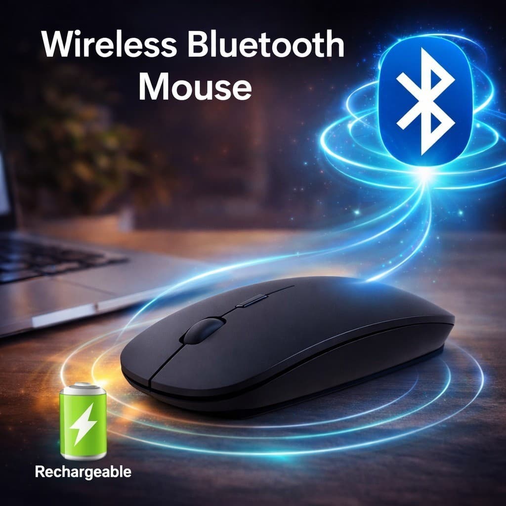 Mouse Sem Fio Recarregável Bluetooth + 2.4G LED RGB Silencioso
