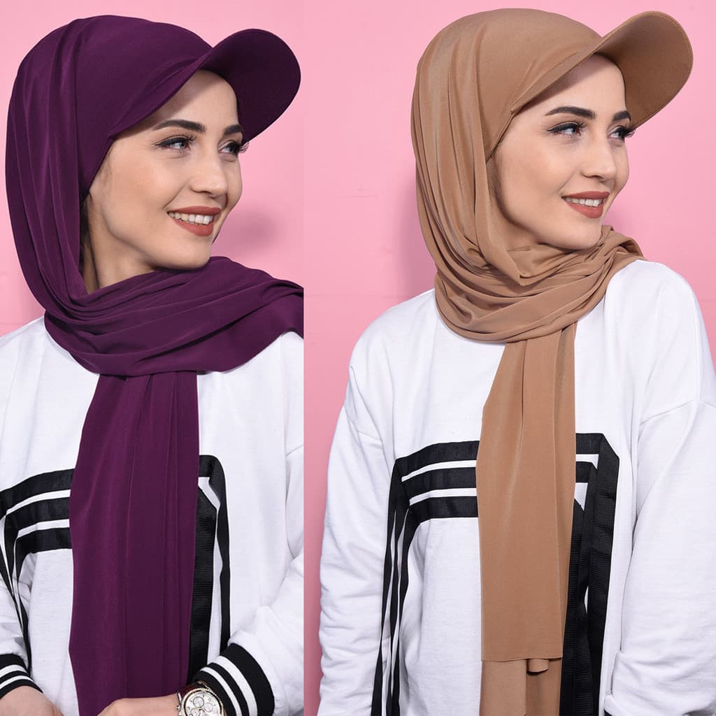 Novo estilo de gorro com cachecol feminino de cor sólida e aba, versátil como gorro, cachecol e lenço de cabeça.