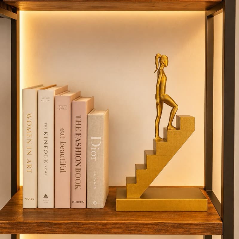 Escultura Abstrata Decorativa Feminina com Base Escada Para O Sucesso