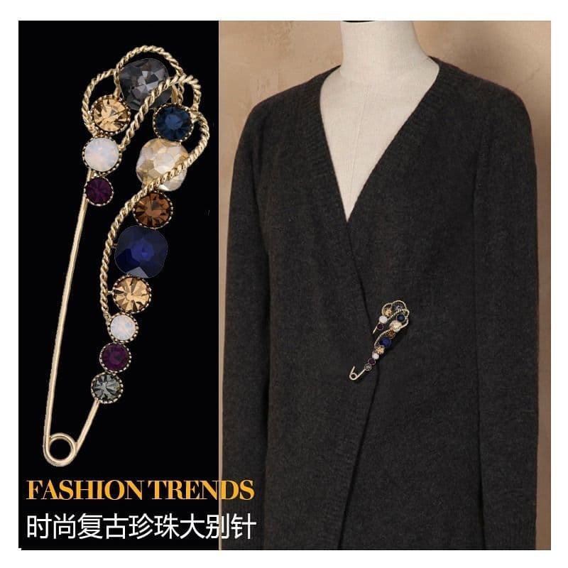 Outono inverno Cardigan jaqueta broche fixo camisola cachecol pino roupas fivela pino Anti-reflexo acessórios feminino H