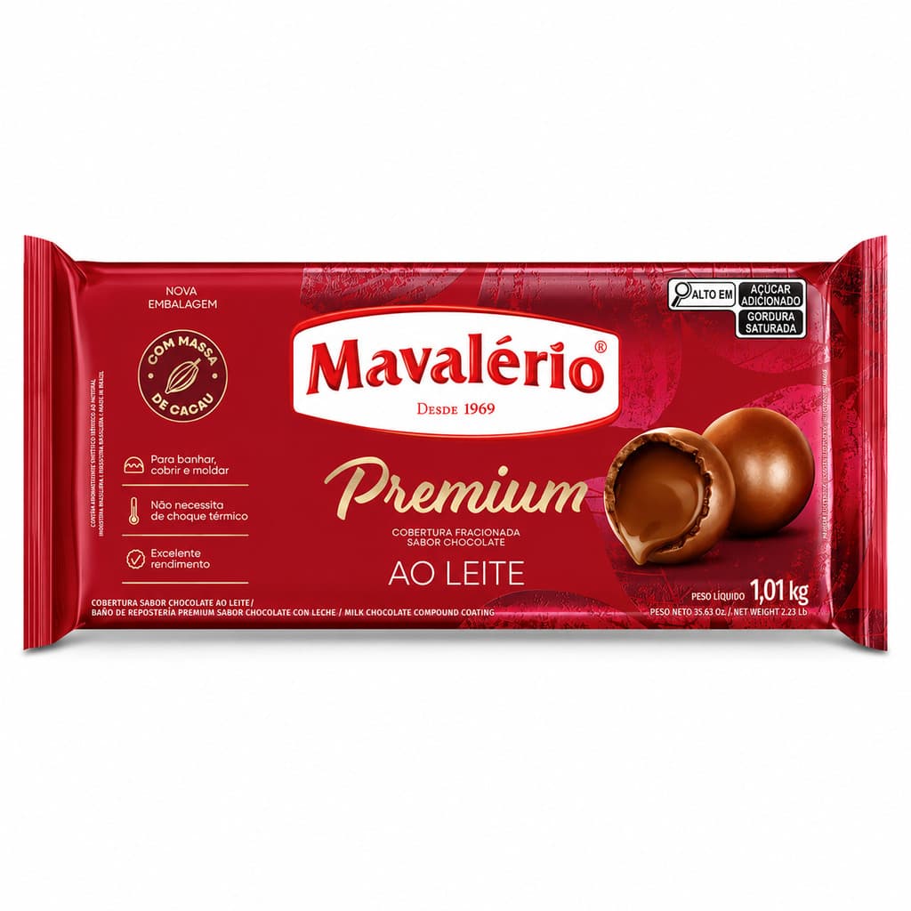 COBERTURA PREMIUM BARRA SABOR CHOCOLATE AO LEITE MAVALÉRIO