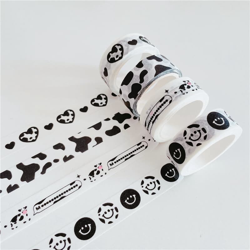 Estilo coreano ins manual fita padrão de leite amor Smiley rosto Base fundo colagem Material papel Tearable Washi filme