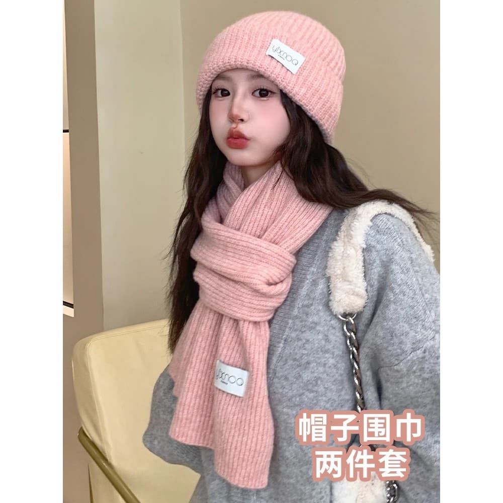 Dopamina rosa cachecol de malha feminino inverno 2026 novo estilo versão coreana All-Match engrossado quente casal cache
