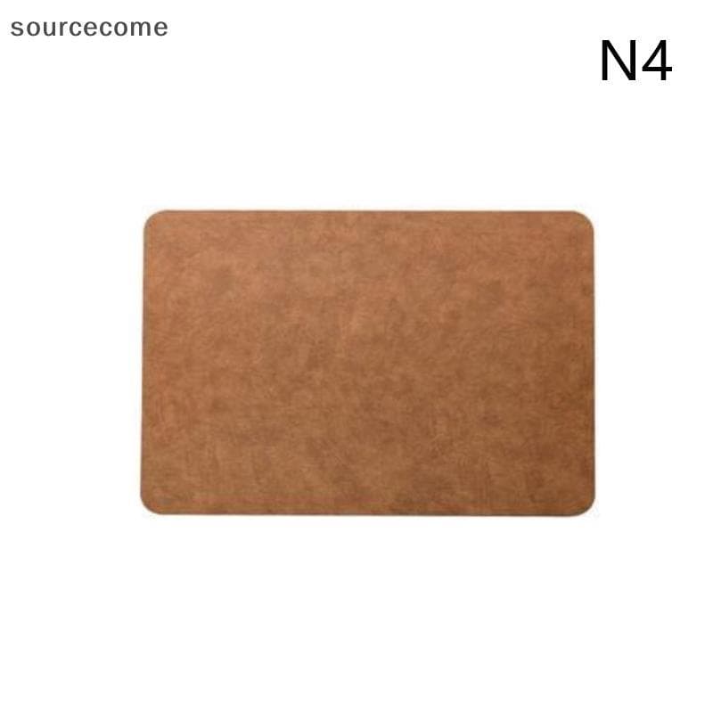 [sourcecome] 1 Peça De Jogo Americano Leve E Luxuoso De Couro Sólido Café Marrom PU Tapete De Mesa À Prova D'água De Óle