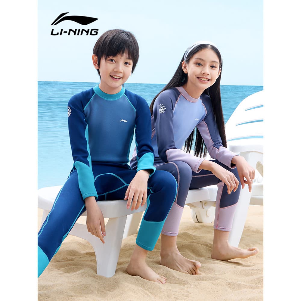 Li Ning Crianças Quente À Prova de Frio Maiô Meninos Meninas Calças de Manga Comprida de Uma Peça Protetor Solar de Seca