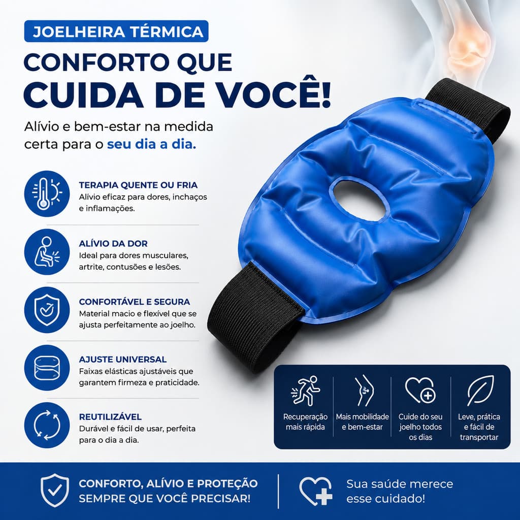 Bolsa Térmica Gel Frio Calor Alívio Joelho Articulações Pós-Operatório Lesões Dores Inchaço