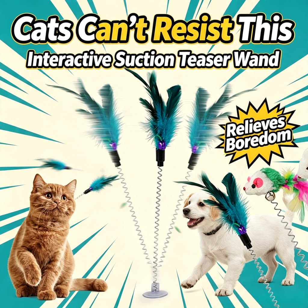 30/50/100pcs Ventosa Primavera Brinquedo De Gato , Pena E Mouse Recarga Varinha Interativa Teaser Para Gatos Internos