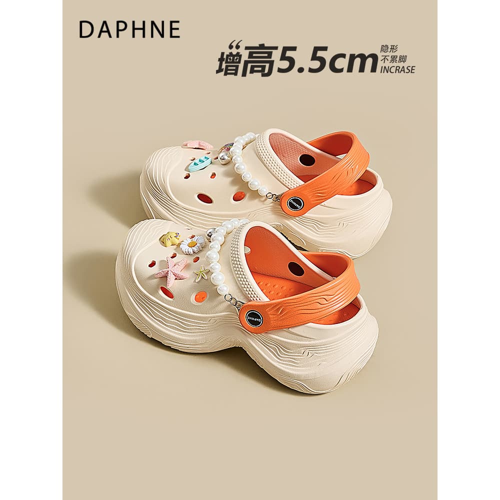 Daphne sapatos femininos com sola grossa, chinelos de verão 202, novo estilo, sandálias combinadas, uso externo, antider