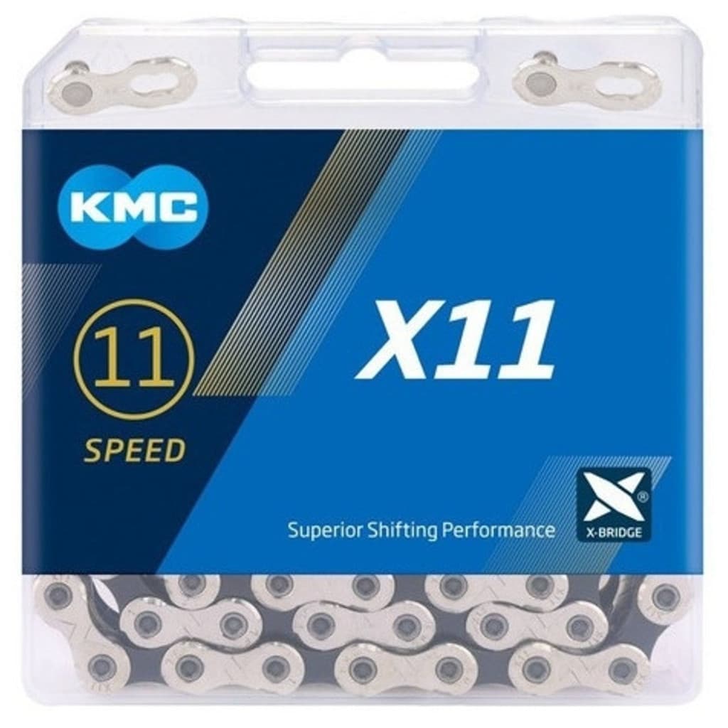 Corrente KMC X11 11V 118 Elos Prata Preto Power Link