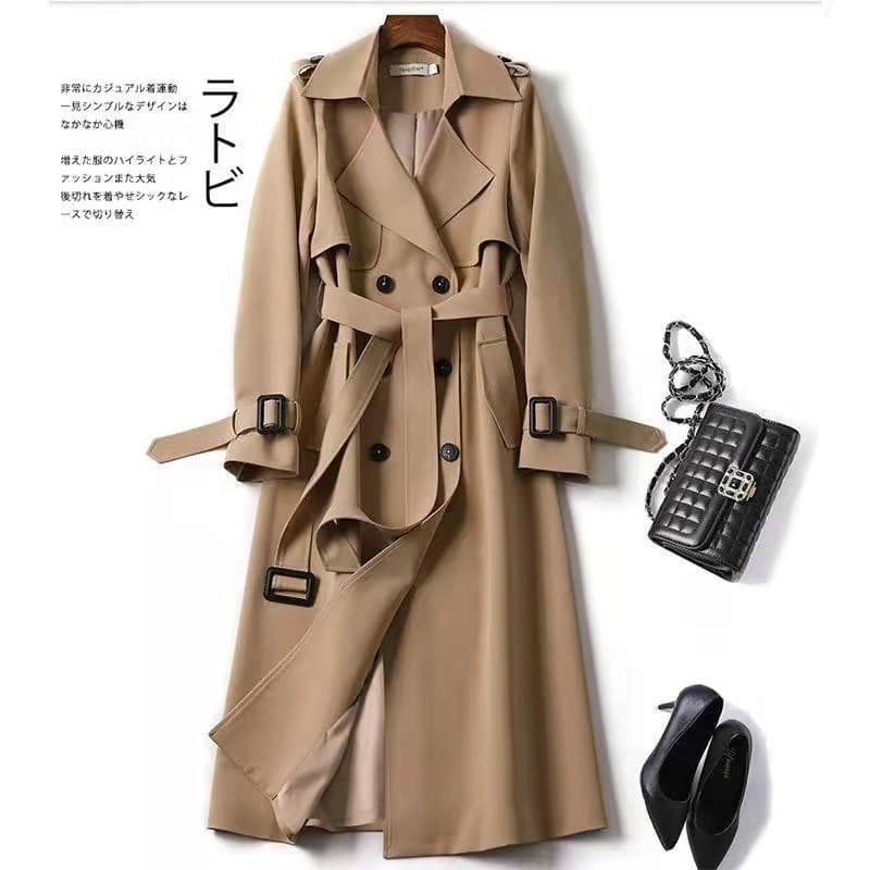 Casaco trench coat feminino de comprimento médio, primavera e outono de 2025, novo estilo coreano popular, estilo britân