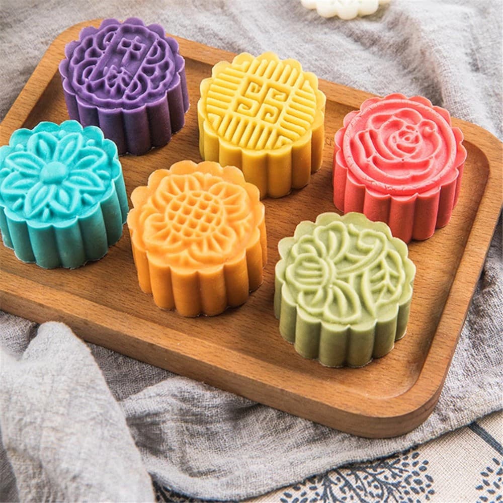 6 Pcs Flor Molde Mooncake Lua Selo Bolo Cortador De Biscoitos Imprensa Mão Fondant Do De Pastelaria Baking Ferramenta Da