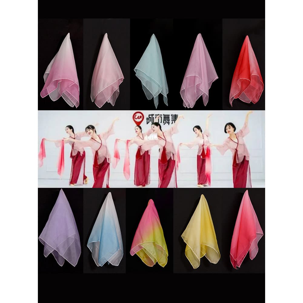 Gluezhou Yangko Lenço Chiffon Gradiente Cor Lenço Quadrado Lenço de Dança Clássica Flor Exame de Dança Lenço Dedicado Le