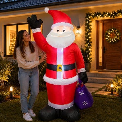 Papai Noel Inflavel Natal Luz Led Decoracao Natalina Vermelho Festivo
