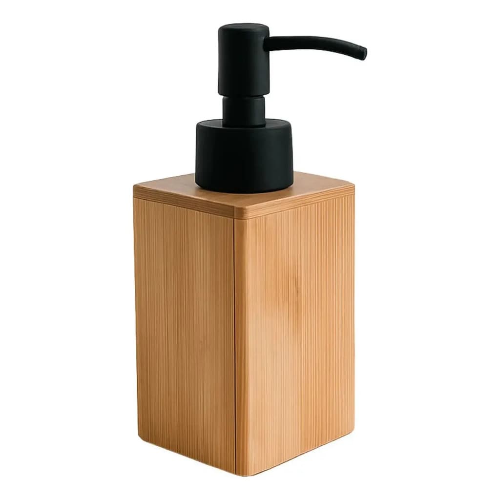 Dispenser de Sabonete Líquido Bambu Preto com Pump para Banheiro, Lavabo e Cozinha