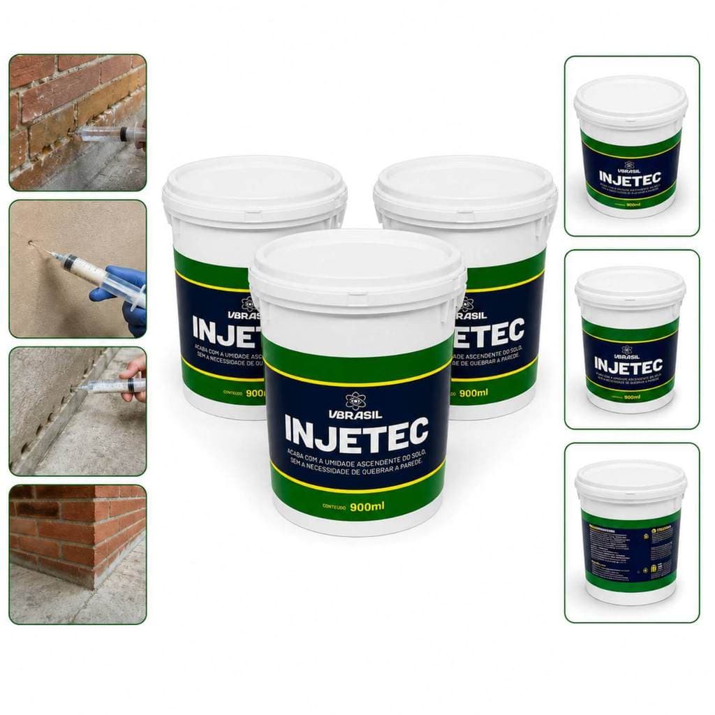 Kit 3 Impermeabilizantes Injetec 900ml Injeção Contra Umidade