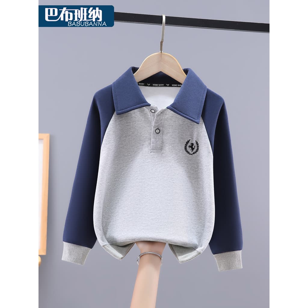 Crianças moletom primavera outono estilo 2026 novo estilo menino gola Polo topo menino bonito crianças roupas grandes cr