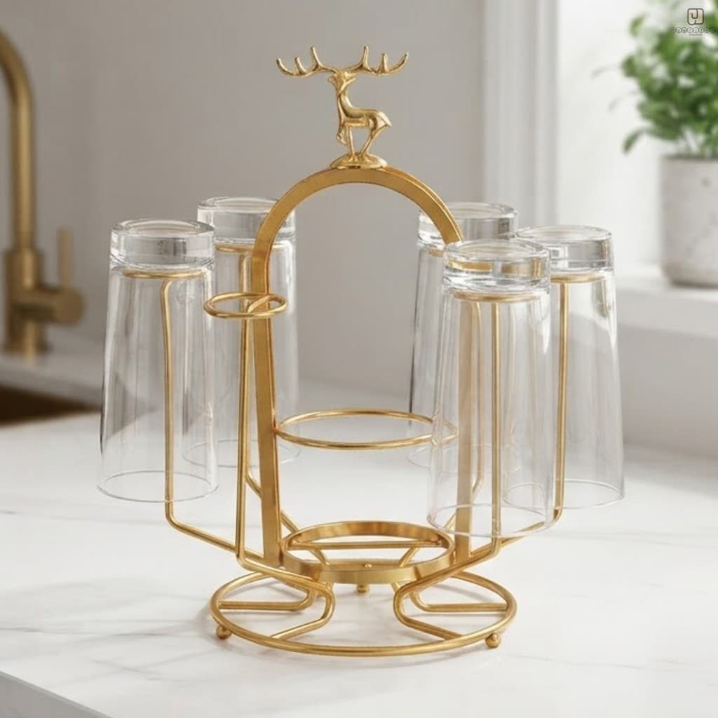 Suporte Para Caneca De Café Com Cabeça De Cervo De Ferro Moldura De Metal Pintada Bandeja De Drenagem Suspensa Vários Co